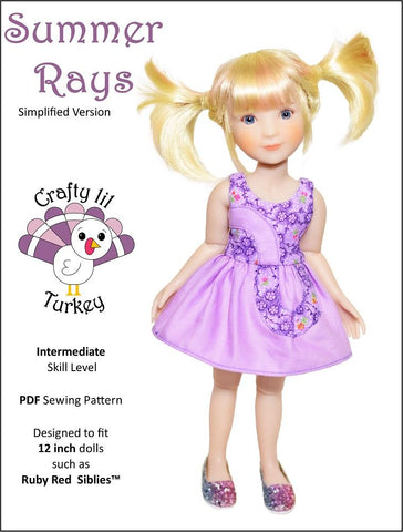 Crafty Lil Turkey Siblies Summer Rays Dress Pattern For 12" Siblies Dolls Pixie Faire