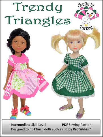 Crafty Lil Turkey Siblies Trendy Triangles: Summer Dress Pattern For 12" Siblies Dolls Pixie Faire