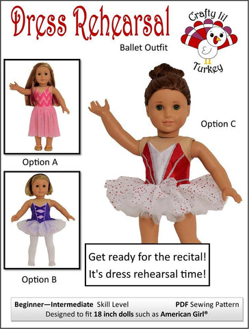 Crafty Lil Turkey 18 Inch Modern Dress Rehearsal 18" Doll Clothes Pattern Pixie Faire