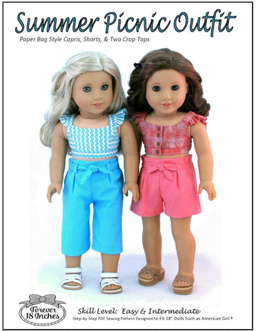 Forever 18 Inches 18 Inch Modern Summer Picnic Outfit 18" Doll Clothes Pattern Pixie Faire