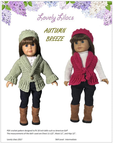 Lovely Lilacs Crochet Autumn Breeze 18" Doll Crochet Pattern Pixie Faire