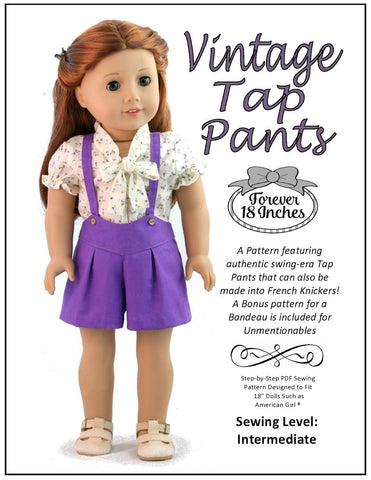 Forever 18 Inches 18 Inch Modern Vintage Tap Pants 18" Doll Clothes Pattern Pixie Faire