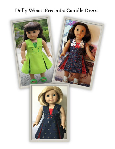 Dolly Wears 18 Inch Modern Camille Dress 18" Doll Clothes Pattern Pixie Faire