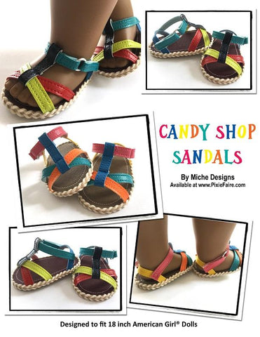 Miche Designs Shoes Candy Shop Sandals 18" Doll Shoe Pattern Pixie Faire