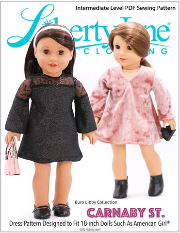 Liberty Jane 18 Inch Modern Carnaby St. Dress 18” Doll Clothes Pattern Pixie Faire
