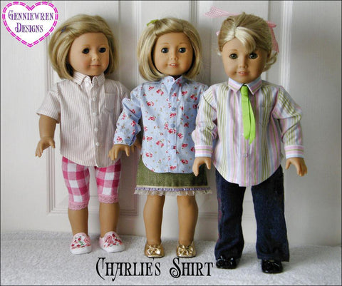 Genniewren 18 Inch Modern Charlie's Shirt 18" Doll Clothes Pattern Pixie Faire