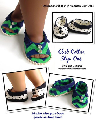 Miche Designs Shoes Club Collar Slip-Ons 18" Doll Shoes Pixie Faire