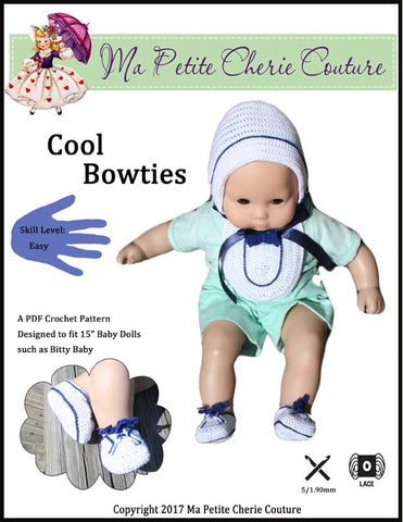 Mon Petite Cherie Couture Bitty Baby/Twin Cool Bowties Crochet Pattern Pixie Faire