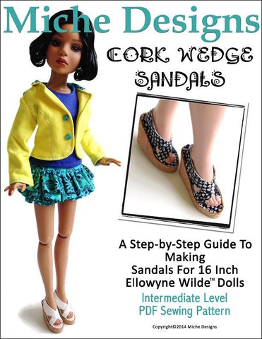 Miche Designs Ellowyne Cork Wedge Sandals for Ellowyne Dolls Pixie Faire