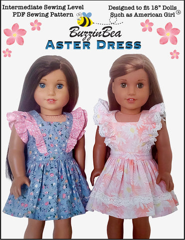 BuzzinBea 18 Inch Modern Aster Dress 18" Doll Clothes Pattern Pixie Faire