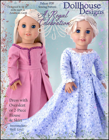 Dollhouse Designs 18 Inch Modern A Regal Celebration 18" Doll Clothes Pattern Pixie Faire