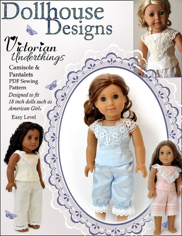 Dollhouse Designs 18 Inch Historical Victorian Underthings 18" Doll Clothes Pattern Pixie Faire