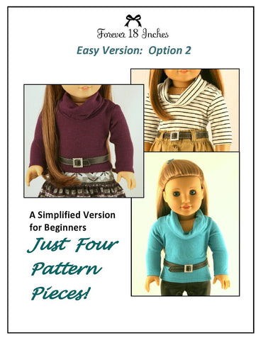 Forever 18 Inches 18 Inch Modern Cowl Neck Tee Shirt 18" Doll Clothes Pattern Pixie Faire