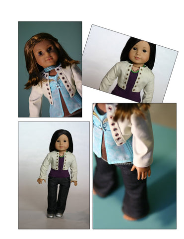 Liberty Jane 18 Inch Modern Cropped Jacket 18" Doll Clothes Pattern Pixie Faire