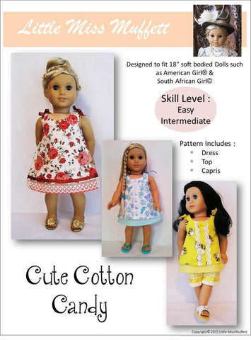 Little Miss Muffett 18 Inch Modern Cute Cotton Candy 18" Doll Clothes Pattern Pixie Faire