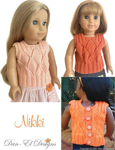 Dan-El Designs Knitting Nikki 18" Doll Knitting Pattern Pixie Faire