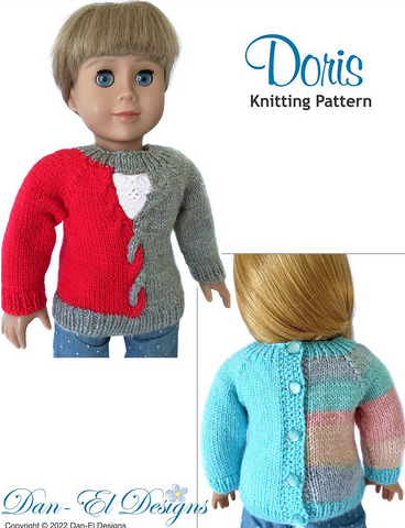Dan-El Designs Knitting Doris 18" Doll Clothes Knitting Pattern Pixie Faire