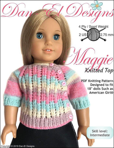 Dan-El Designs Knitting Maggie 18" Doll Knitting Pattern Pixie Faire