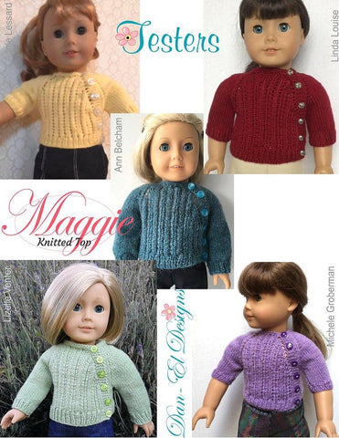 Dan-El Designs Knitting Maggie 18" Doll Knitting Pattern Pixie Faire