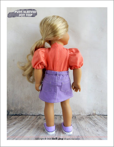 Doll Joy 18 Inch Modern Puff-Sleeved Joy Top 18" Doll Clothes Pattern Pixie Faire