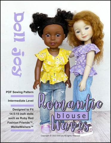 Doll Joy Ruby Red Fashion Friends Romantic Waves Blouse Pattern for 14.5-15" Dolls Pixie Faire