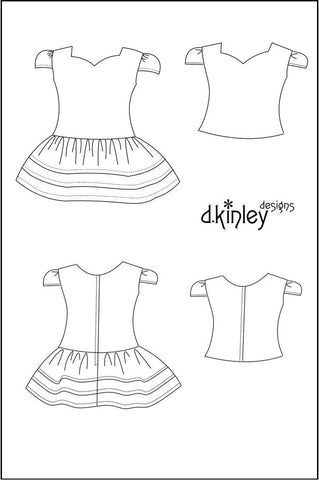 Dkinley Designs 18 Inch Modern Partytime Sweetheart Dress and Top 18" Doll Clothes Pattern Pixie Faire