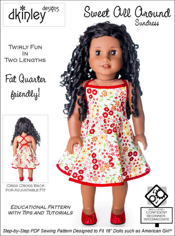 Dkinley Designs 18 Inch Modern Sweet All Around Sundress 18" Doll Clothes Pattern Pixie Faire