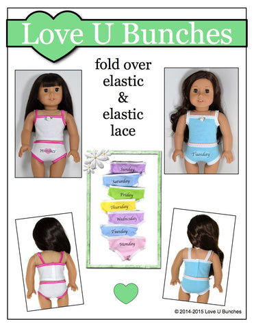 Love U Bunches 18 Inch Modern Days Of The Week Panties and Cami 18" Doll Accessories Pixie Faire