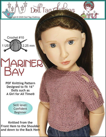 Doll Tag Clothing A Girl For All Time Mariner Bay Knitting Pattern for 16" A Girl For All Time Dolls Pixie Faire