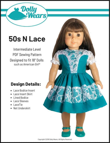 Dolly Wears 18 Inch Historical 50s N Lace 18" Doll Clothes Pattern Pixie Faire
