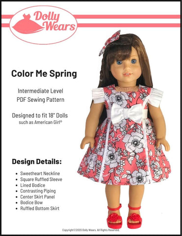 Dolly Wears 18 Inch Modern Color Me Spring 18" Doll Clothes Pattern Pixie Faire