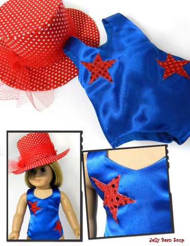 Jelly Bean Soup Designs 18 Inch Modern Dance Recital Top Hat and Leotard 18" Doll Clothes Pattern Pixie Faire