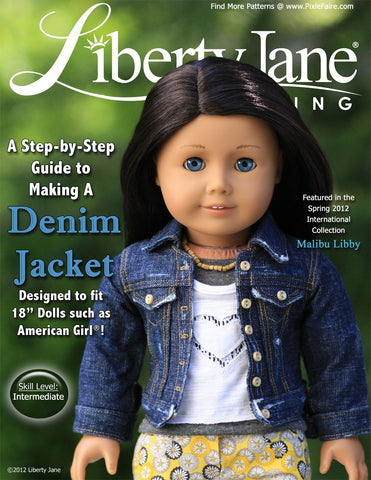 Liberty Jane 18 Inch Modern Denim Jacket 18" Doll Clothes Pattern Pixie Faire