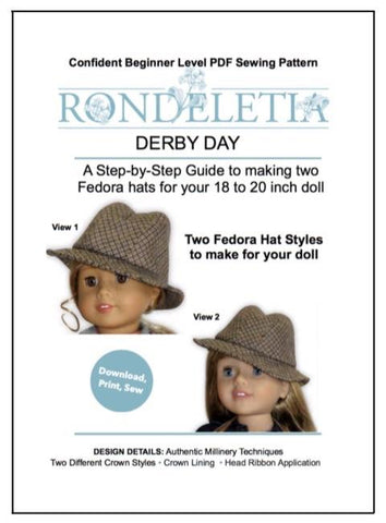 Rondeletia 18 Inch Modern Derby Day Pattern for 18 to 20 Inch Dolls Pixie Faire