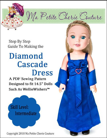Mon Petite Cherie Couture WellieWishers Diamond Cascade Dress 14.5" Doll Clothes Pattern Pixie Faire