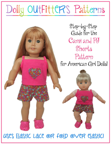 Dolly Outfitters 18 Inch Modern Cami and PJ Shorts 18" Doll Clothes Pattern Pixie Faire