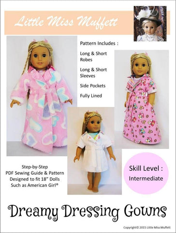 Little Miss Muffett 18 Inch Modern Dreamy Dressing Gowns 18" Doll Clothes Pixie Faire