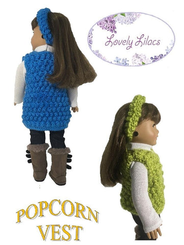 Lovely Lilacs Crochet Popcorn Vest 18" Doll Crochet Pattern Pixie Faire