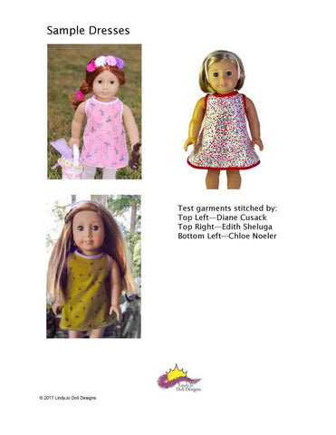 Lindy Jo Doll Designs 18 Inch Modern EZ Breezy Dress 18" Doll Clothes Pattern Pixie Faire
