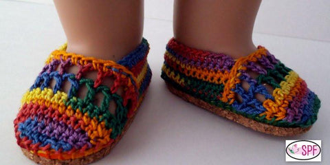 Sweet Pea Fashions Shoes Elena Crocheted Shoes 18" Doll Crochet Pattern Pixie Faire