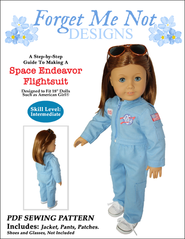 Forget Me Not Designs 18 Inch Modern Space Endeavor Flightsuit 18" Doll Clothes Pattern Pixie Faire