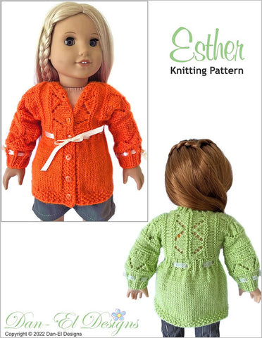 Dan-El Designs Knitting Esther 18" Doll Knitting Pattern Pixie Faire