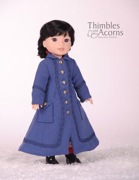 Thimbles and Acorns Long Winter Coat and Hood Doll Clothes Pattern