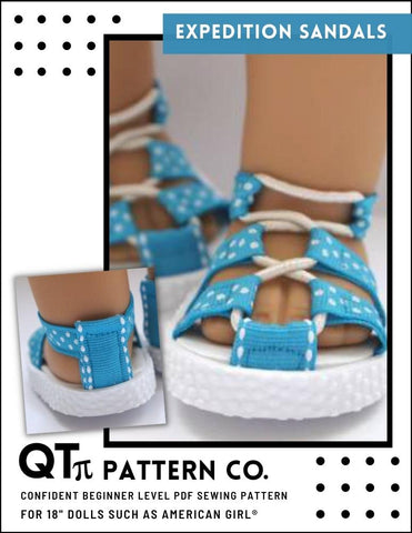 QTπ Pattern Co Shoes Expedition Sandals 18" Doll Shoes Pixie Faire