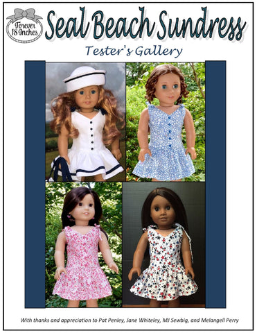 Forever 18 Inches 18 Inch Modern Seal Beach Sundress 18" Doll Clothes Pattern Pixie Faire