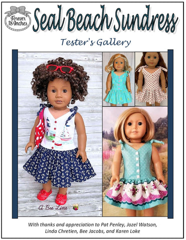 Forever 18 Inches 18 Inch Modern Seal Beach Sundress 18" Doll Clothes Pattern Pixie Faire