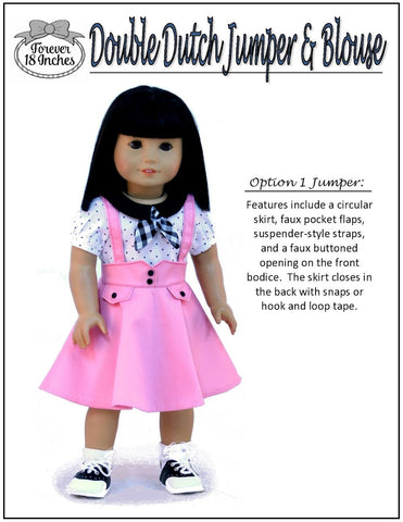 Forever 18 Inches 18 inch Historical Double Dutch Jumper and Blouse 18" Doll Clothes Pattern Pixie Faire