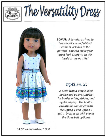 Forever 18 Inches WellieWishers The Versatility Dress 14-15" Doll Clothes Pattern Pixie Faire