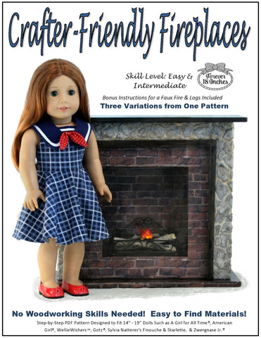 Forever 18 Inches 18 Inch Modern Crafter-Friendly Fireplaces for 14" - 19" Dolls Pixie Faire