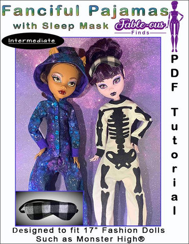 Fable-ous Finds Monster High Fanciful Pajamas with Sleep Mask Pattern for 17 Inch Fashion Dolls Pixie Faire